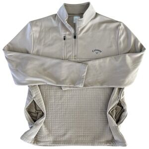 Callaway Golf 1/4 Zip Pullover Jacket Large Beige Performance Stretch Minor Mark